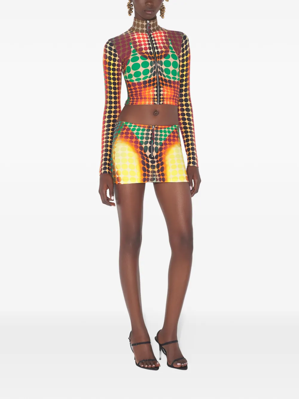 Jean Paul Gaultier High-neck Zip-up Top In Multi