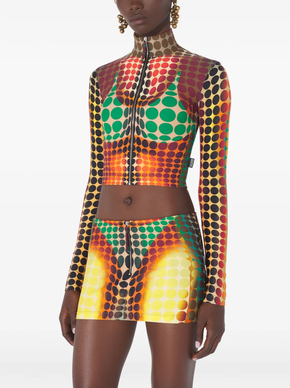 Jean Paul Gaultier High-neck Zip-up Top In Multi