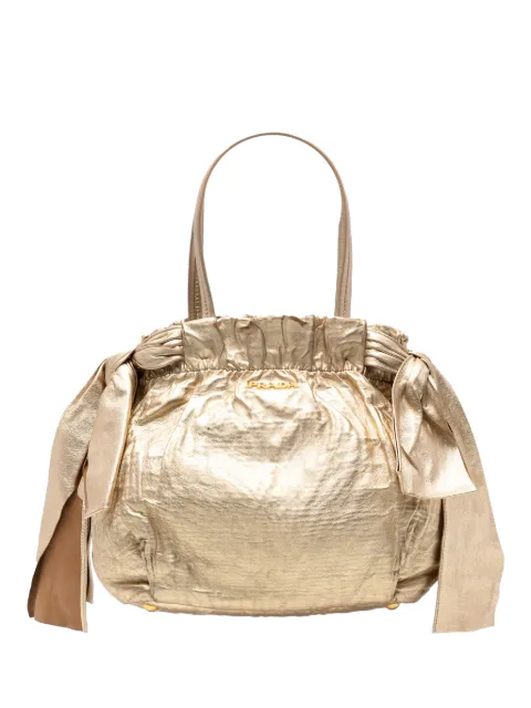 Prada Pre-Owned 2000-2025 Metallic Nappa Antique Bow satchel