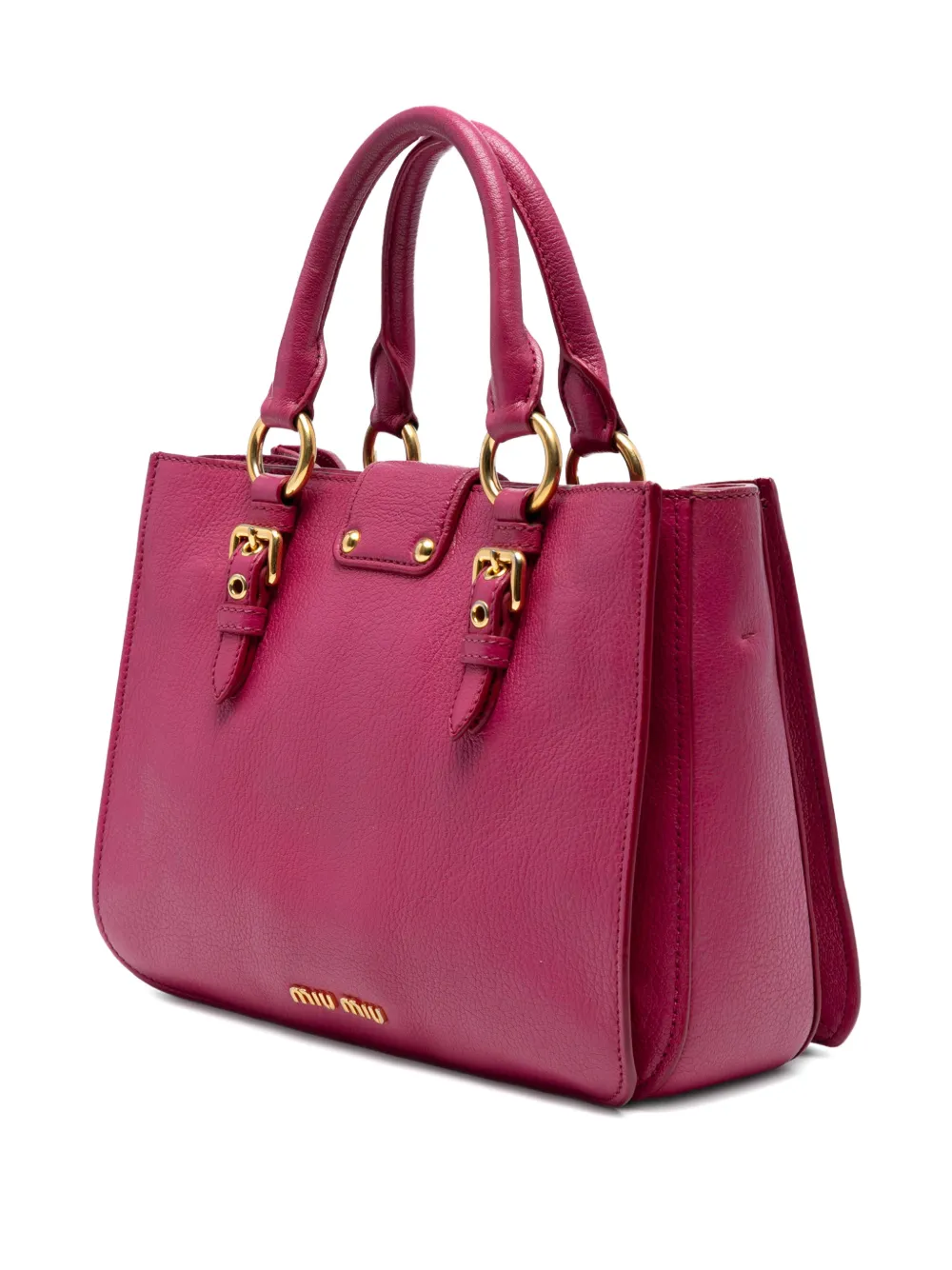 MIU MIU Pre-owned 2010-2025 Goatskin Madras Satchel In Pink