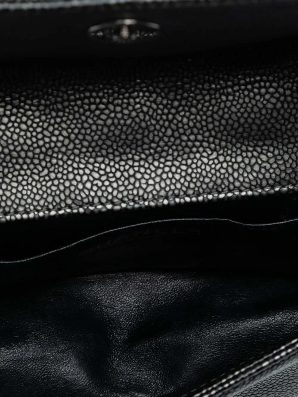 Pre-owned Chanel 2012-2013 Cc Metallic Caviar Interlaced Chain Clutch On Strap Crossbody Bag In Black