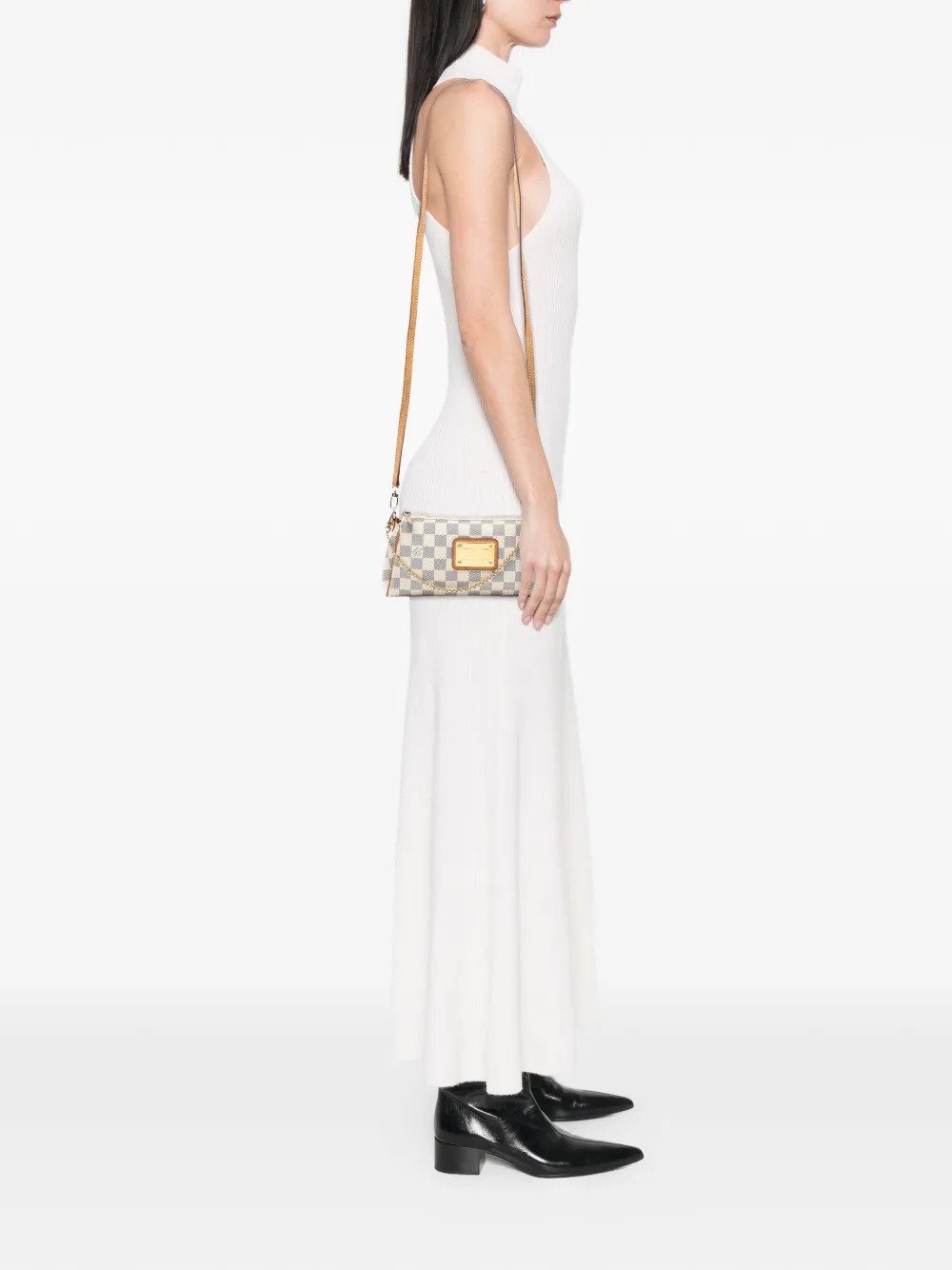 Pre-owned Louis Vuitton 2010 Damier Azur Eva Satchel In White