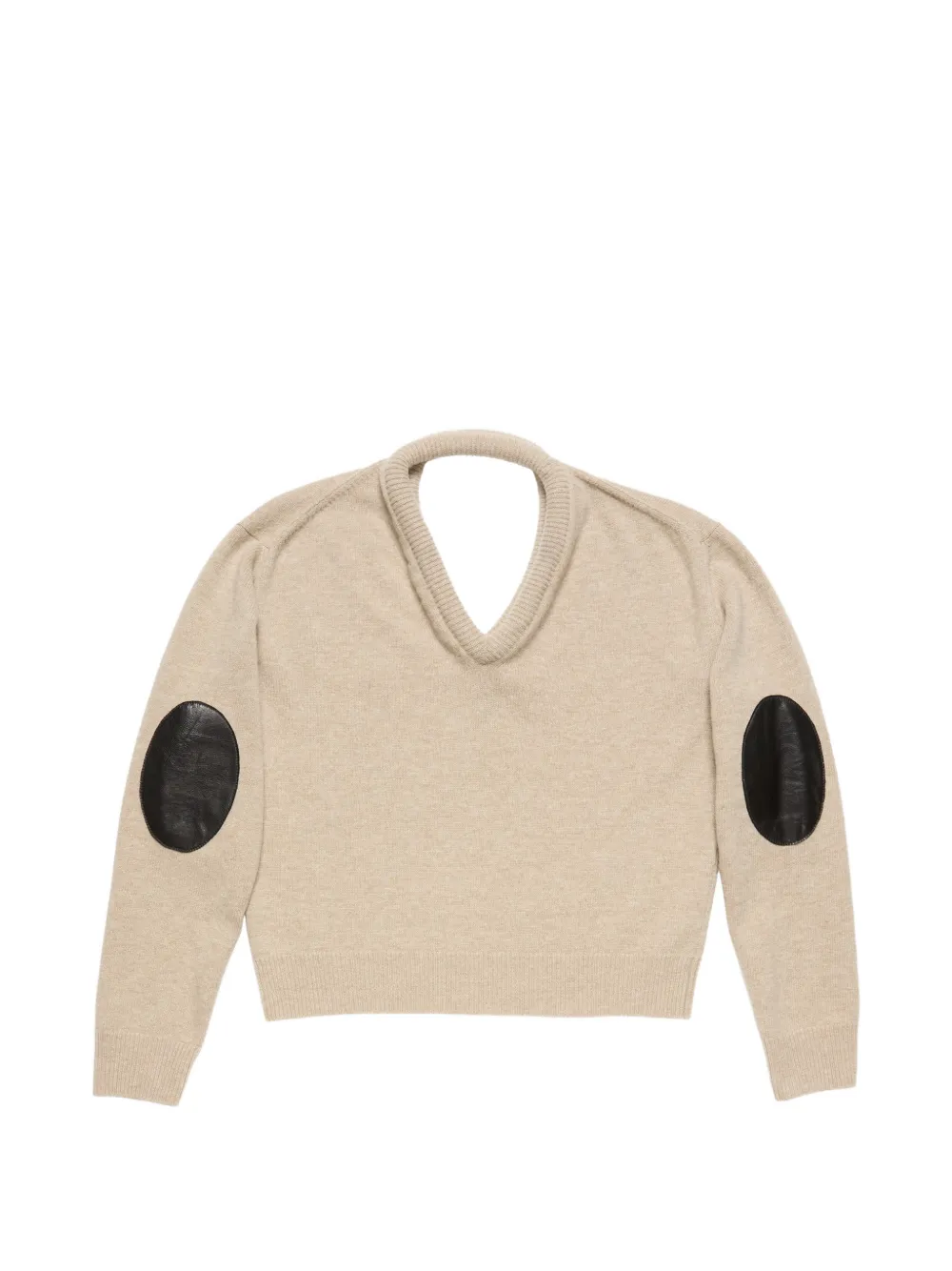 elbow-patch V-neck sweater