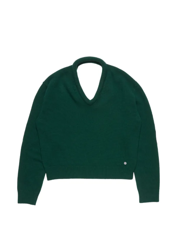 Acne Studios グリーン Vネック　モヘアセーター 男女兼用 Acne Studios Vネック セーター | グリーン | FARFETCH JP
