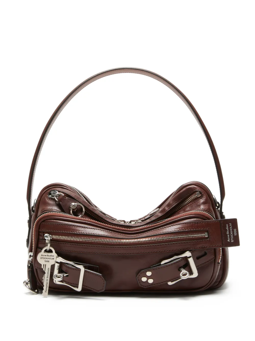 Acne Studios Camero Party buckle zip leather shoulder bag - Marrone