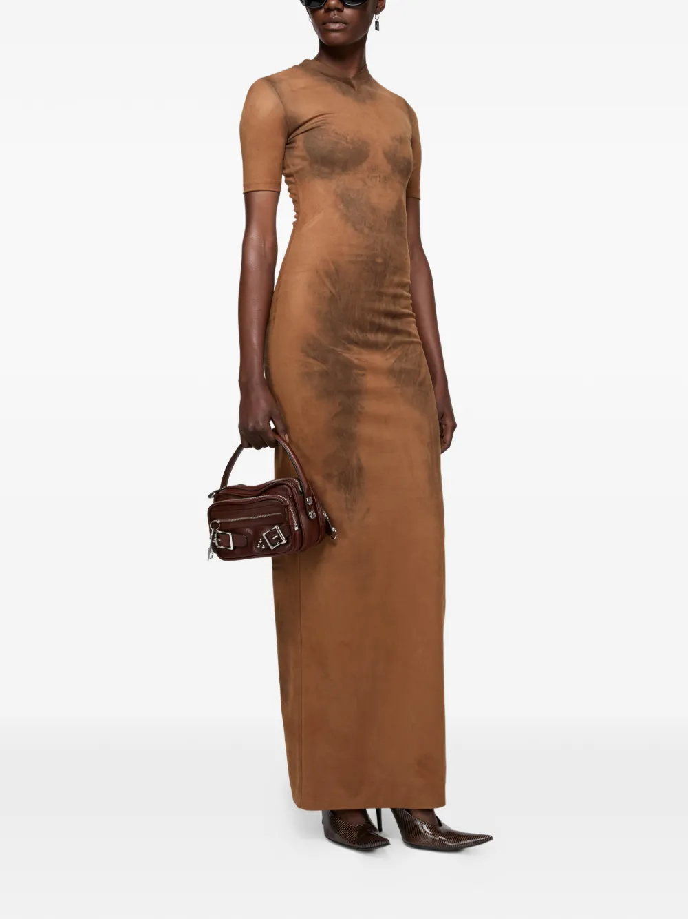 Acne Studios Trompe-l'oeil suède jurk Bruin