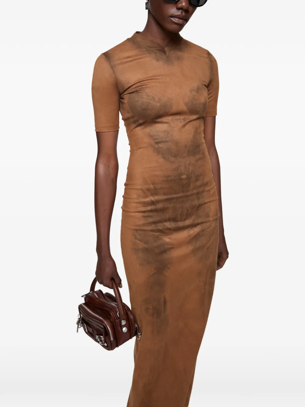 Acne Studios Trompe-l'oeil suède jurk Bruin