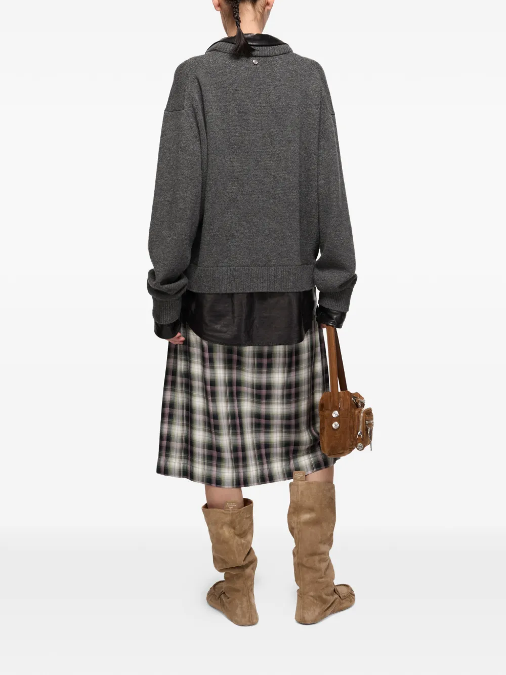 Acne Studios Plaid Midi Skirt - Black 