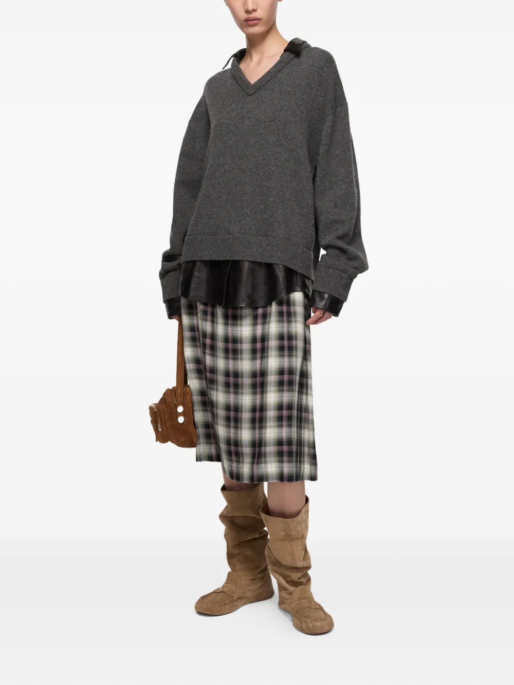 Acne Studios Geruite midi-rok - Zwart