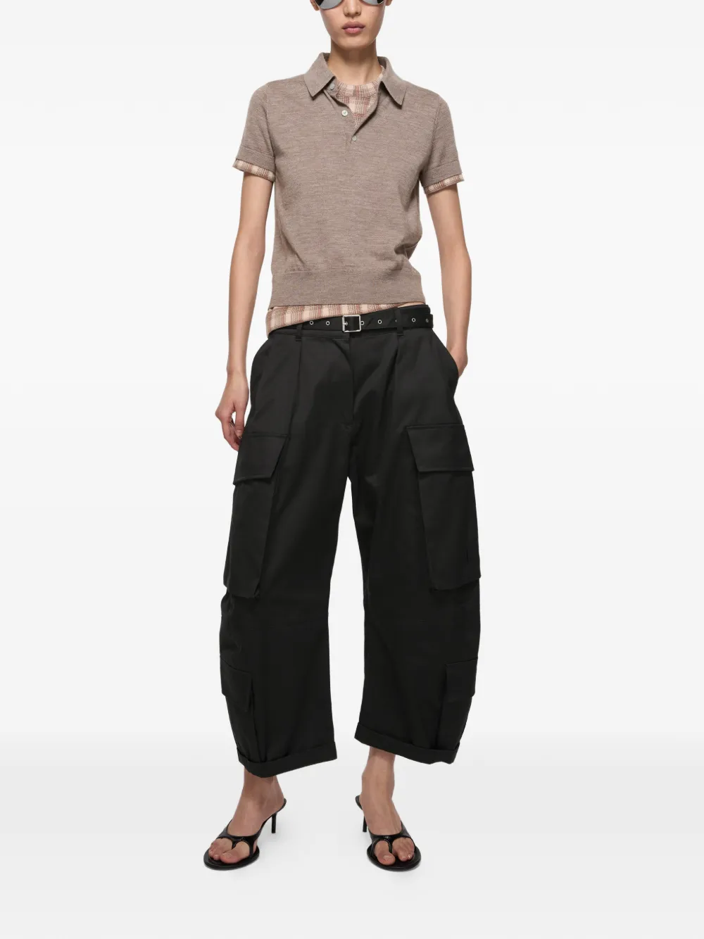 Acne Studios melange check polo shirt - Beige