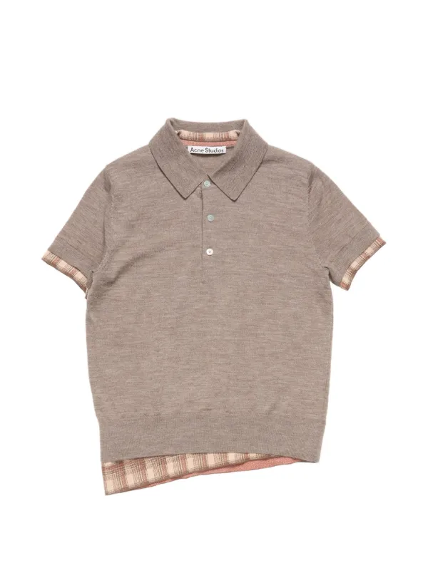 Acne Studios Melange Check Polo Shirt in Neutrals