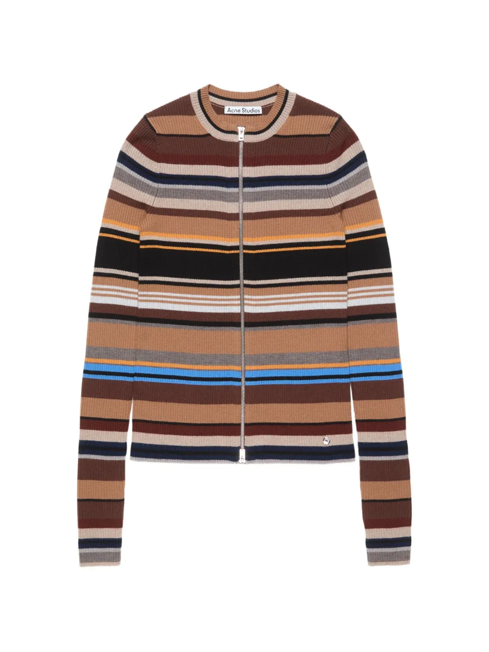 Acne Studios Gestreifter Cardigan mit Reißverschluss - Braun