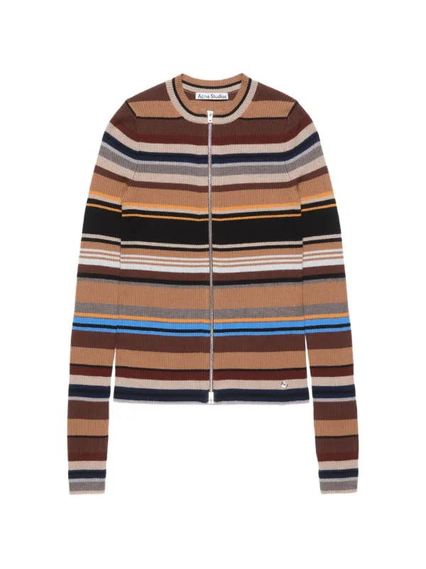 Acne Studios Striped Wool Cardigan in Brown
