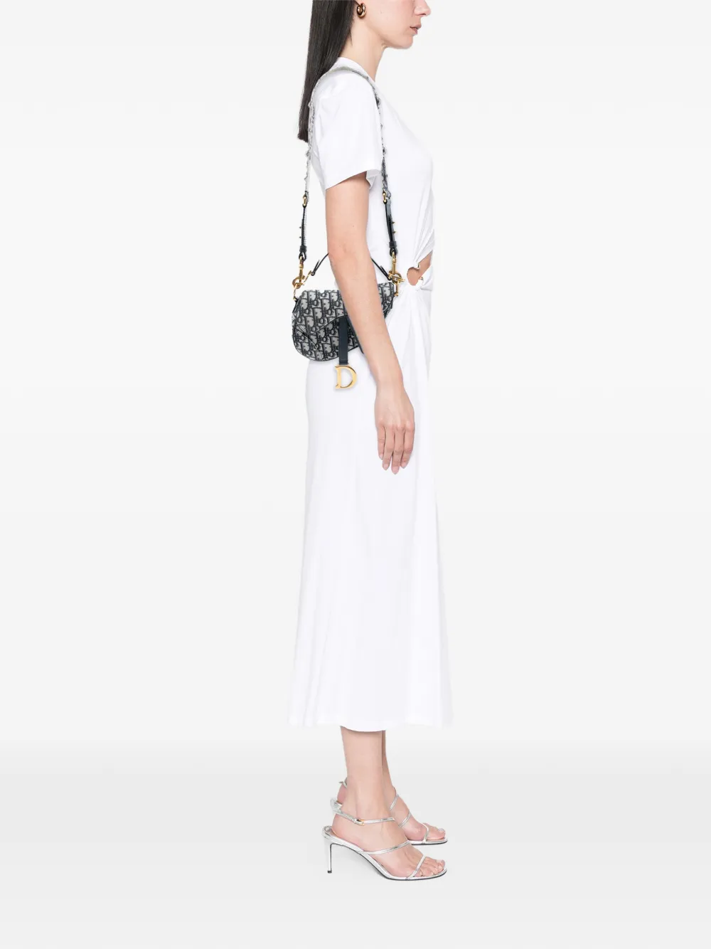 Pre-owned Dior 2019 Mini Oblique Canvas Saddle Bag Satchel In Blue