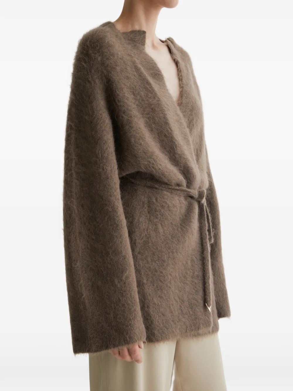 V-Neck Belted Cardigan