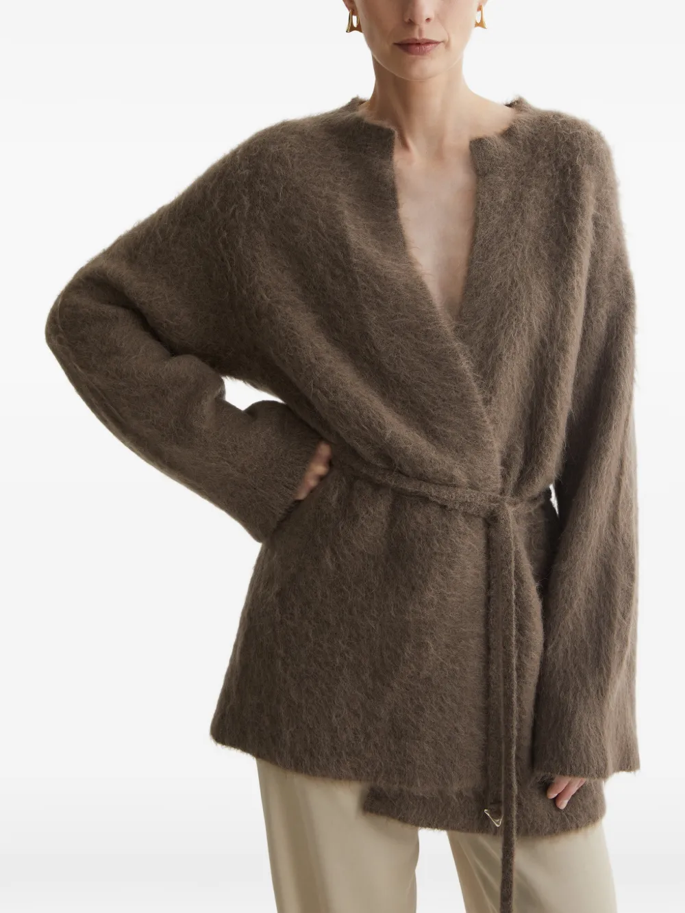 V-Neck Belted Cardigan