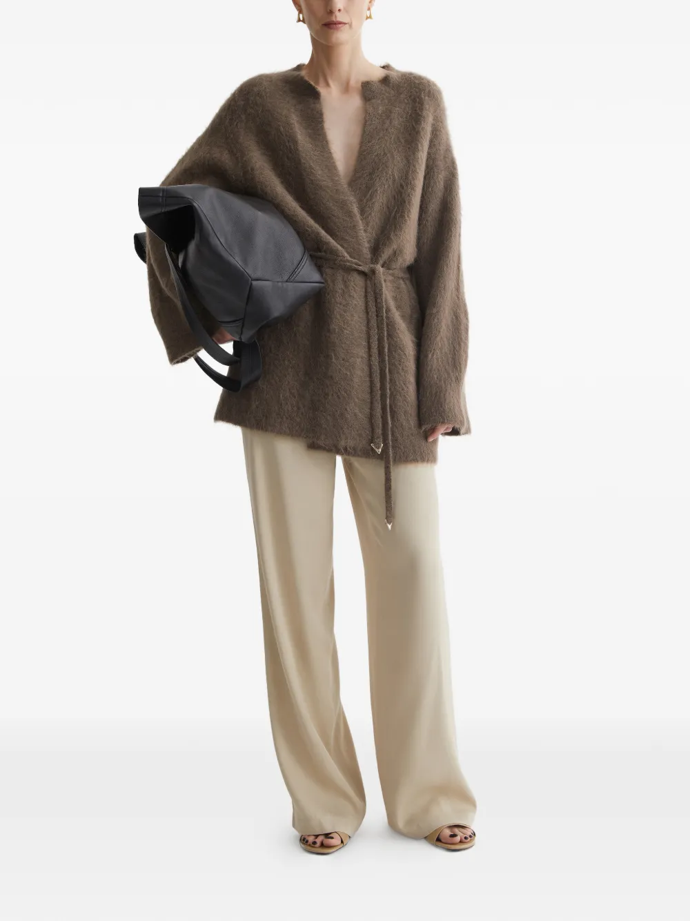 V-Neck Belted Cardigan