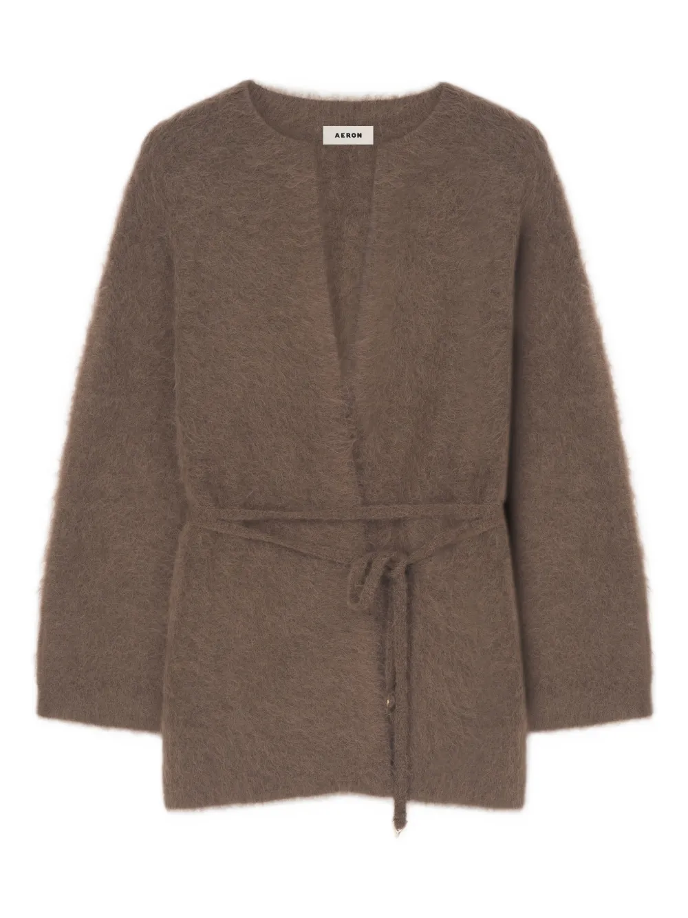 AERON V-neck belted cardigan - Marrone