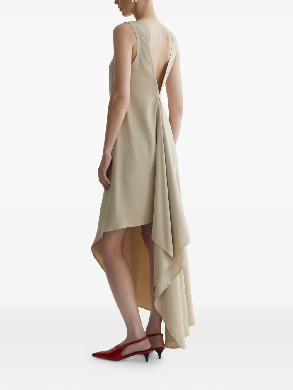 AERON Glaze asymmetrische jurk met V-hals - Beige