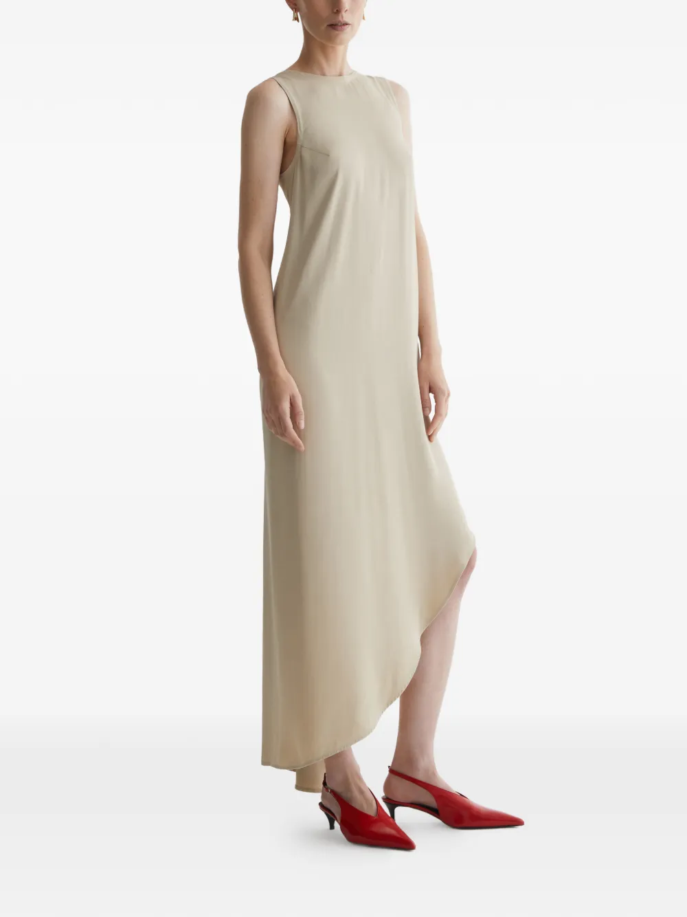 AERON Glaze V-neck asymmetric dress - Toni neutri