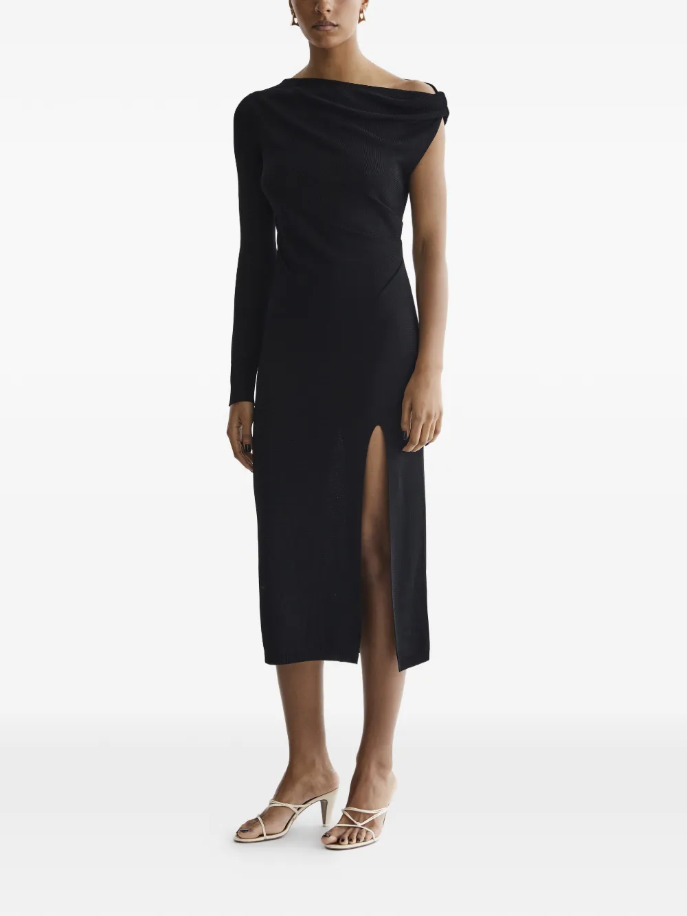 AERON Sophia midi-jurk met split - Zwart