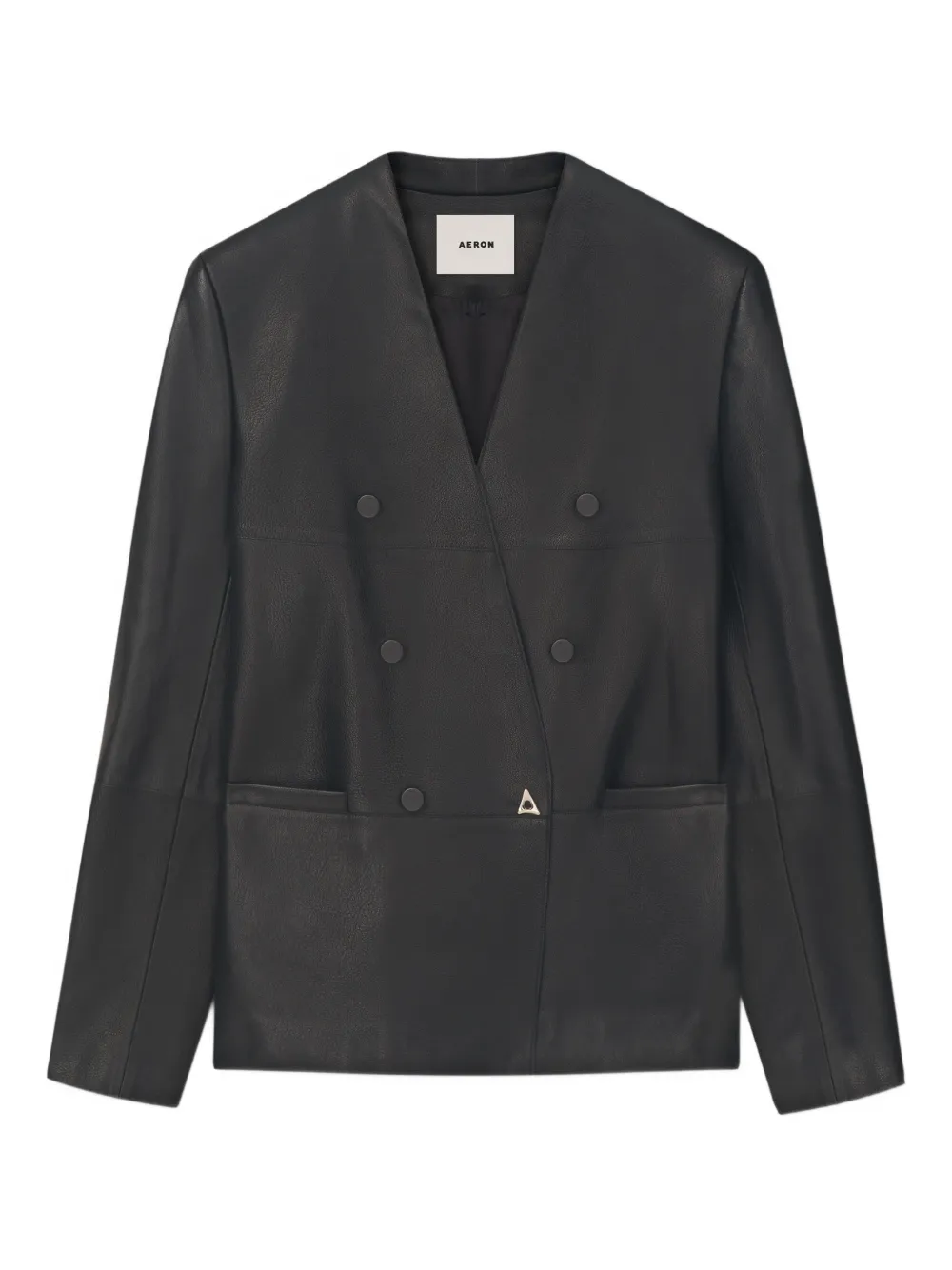 AERON Lilith double-breasted leather jacket - Nero