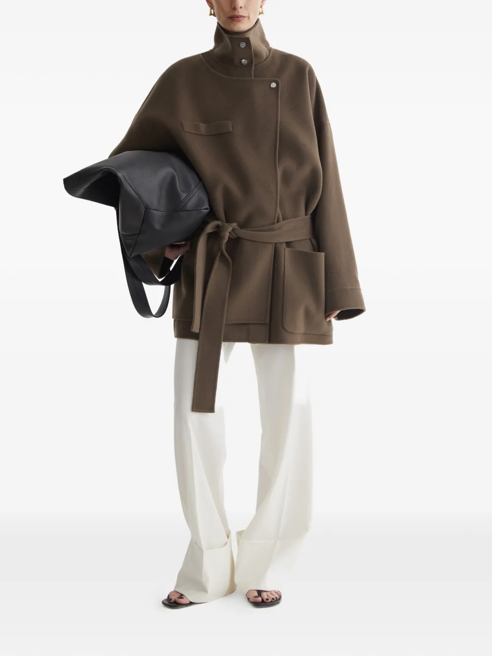 AERON Alistair jas met trechterhals en ceintuur - Bruin