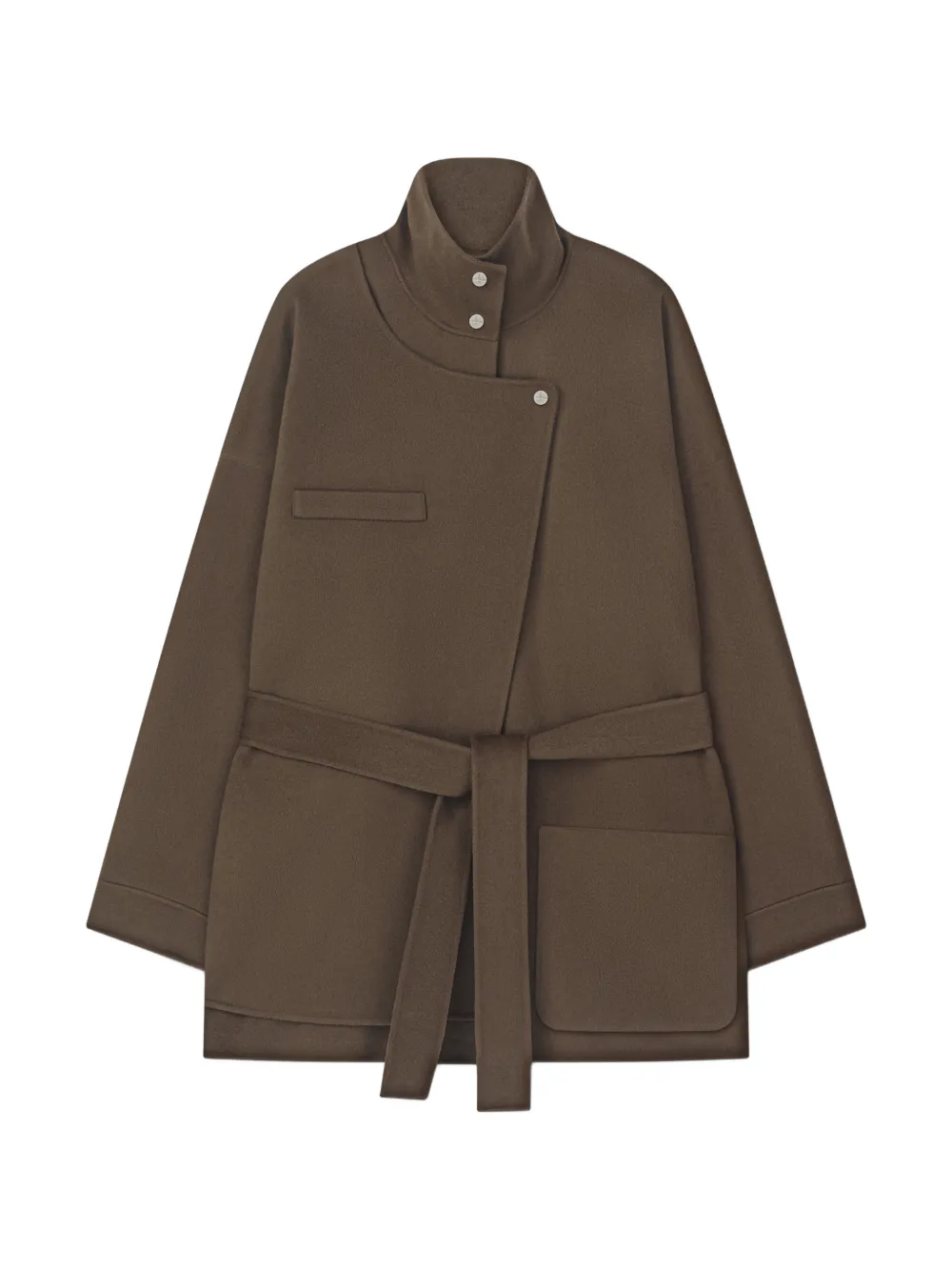 AERON Alistair belted funnel-neck coat - Brown