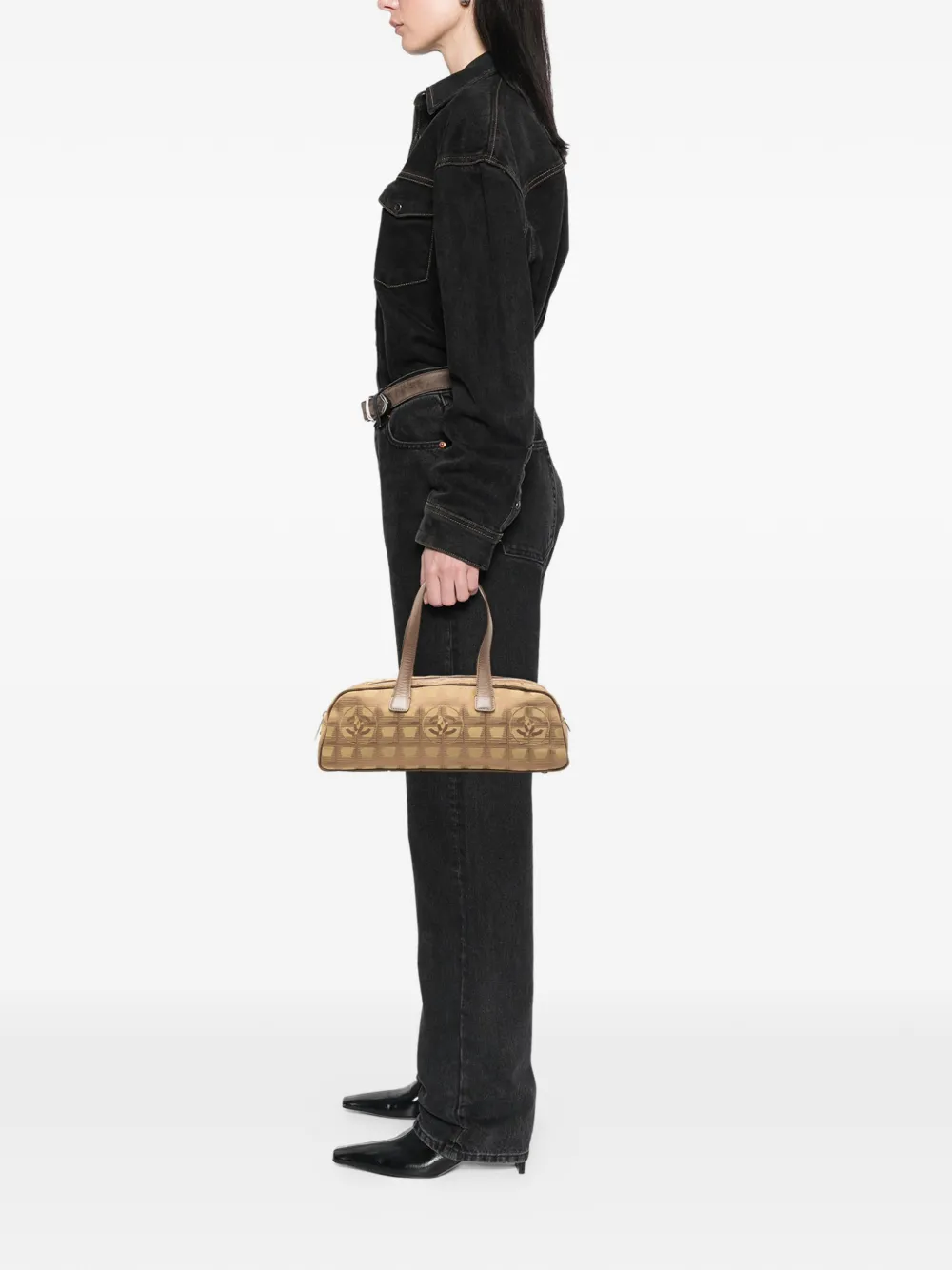 Pre-owned Chanel 2002-2003 New Travel Line Nylon Handbag In Brown