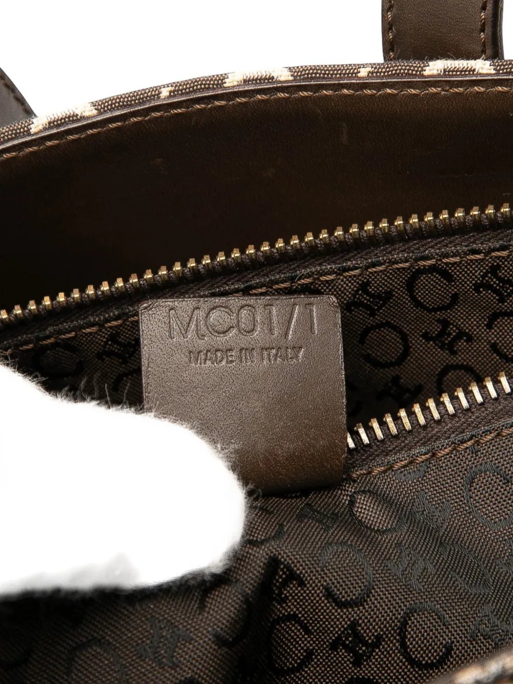 Pre-owned Celine 2001 C Macadam Canvas Bucket Bag In Brown