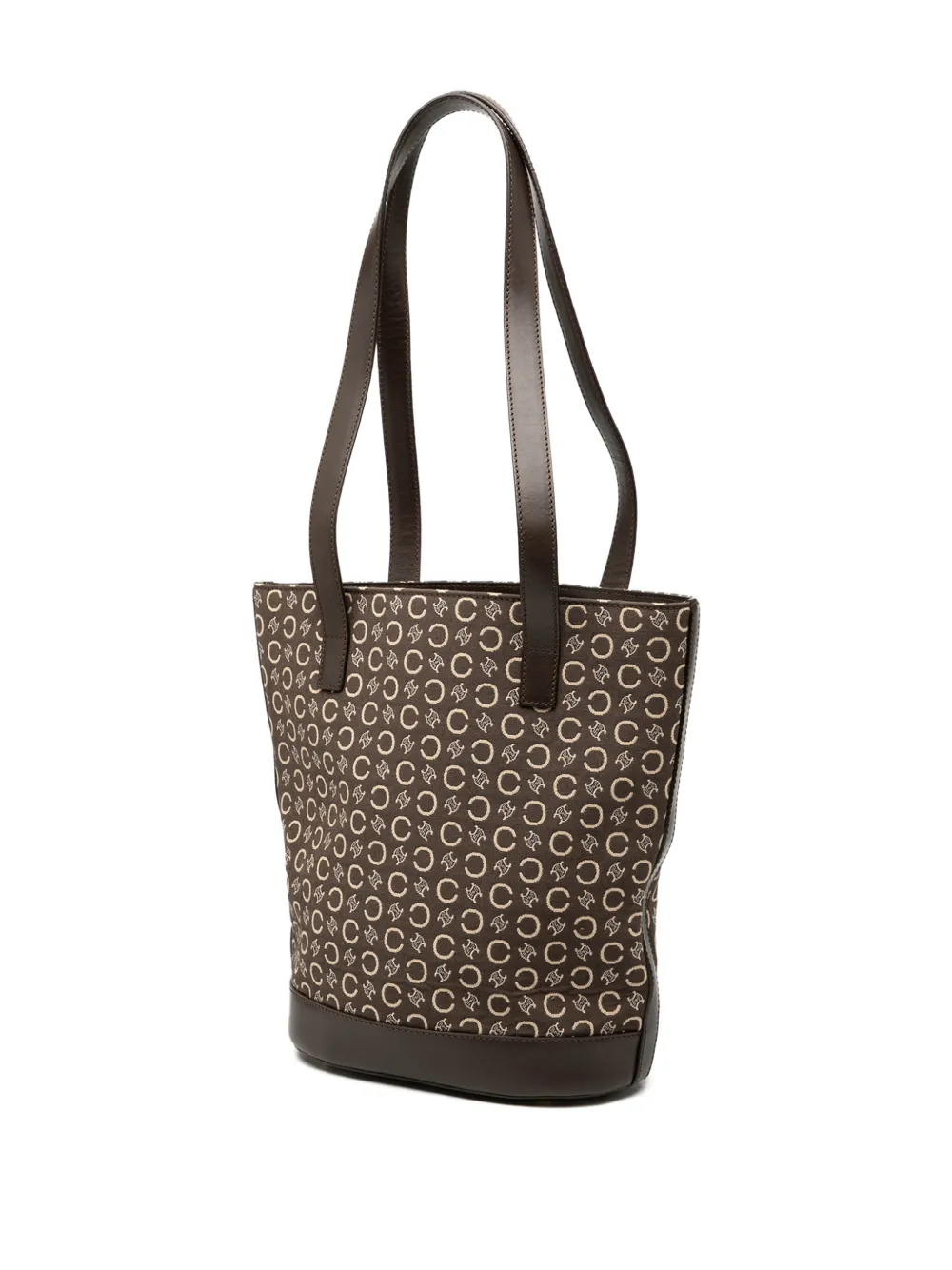 Pre-owned Celine 2001 C Macadam Canvas Bucket Bag In Brown