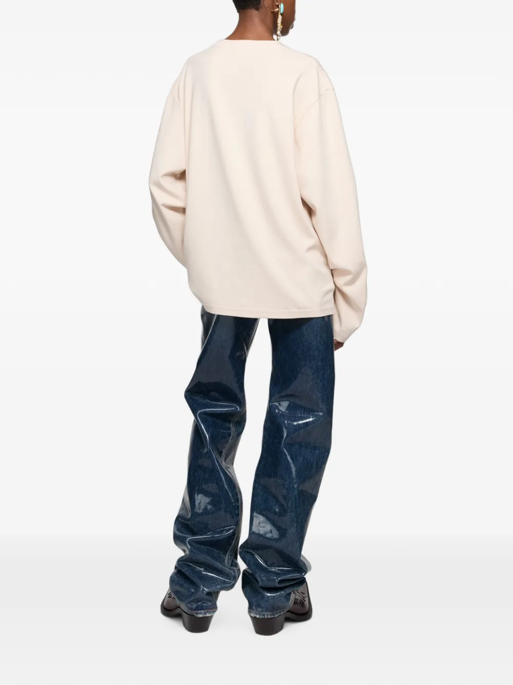 Acne Studios Relaxed Graphic T-shirt in Neutrals, view 3