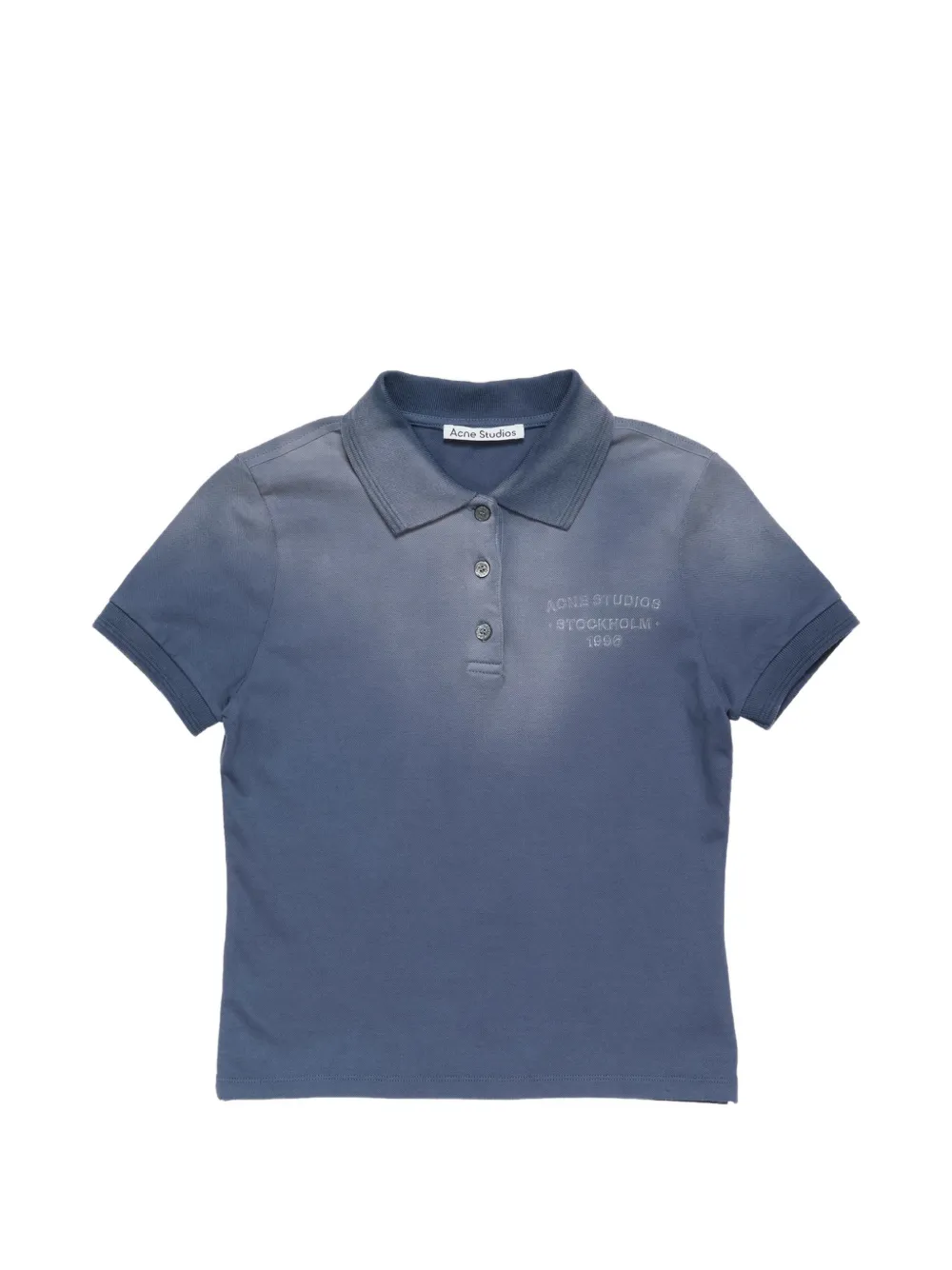 Acne Studios faded-effect logo-print polo shirt - Blu