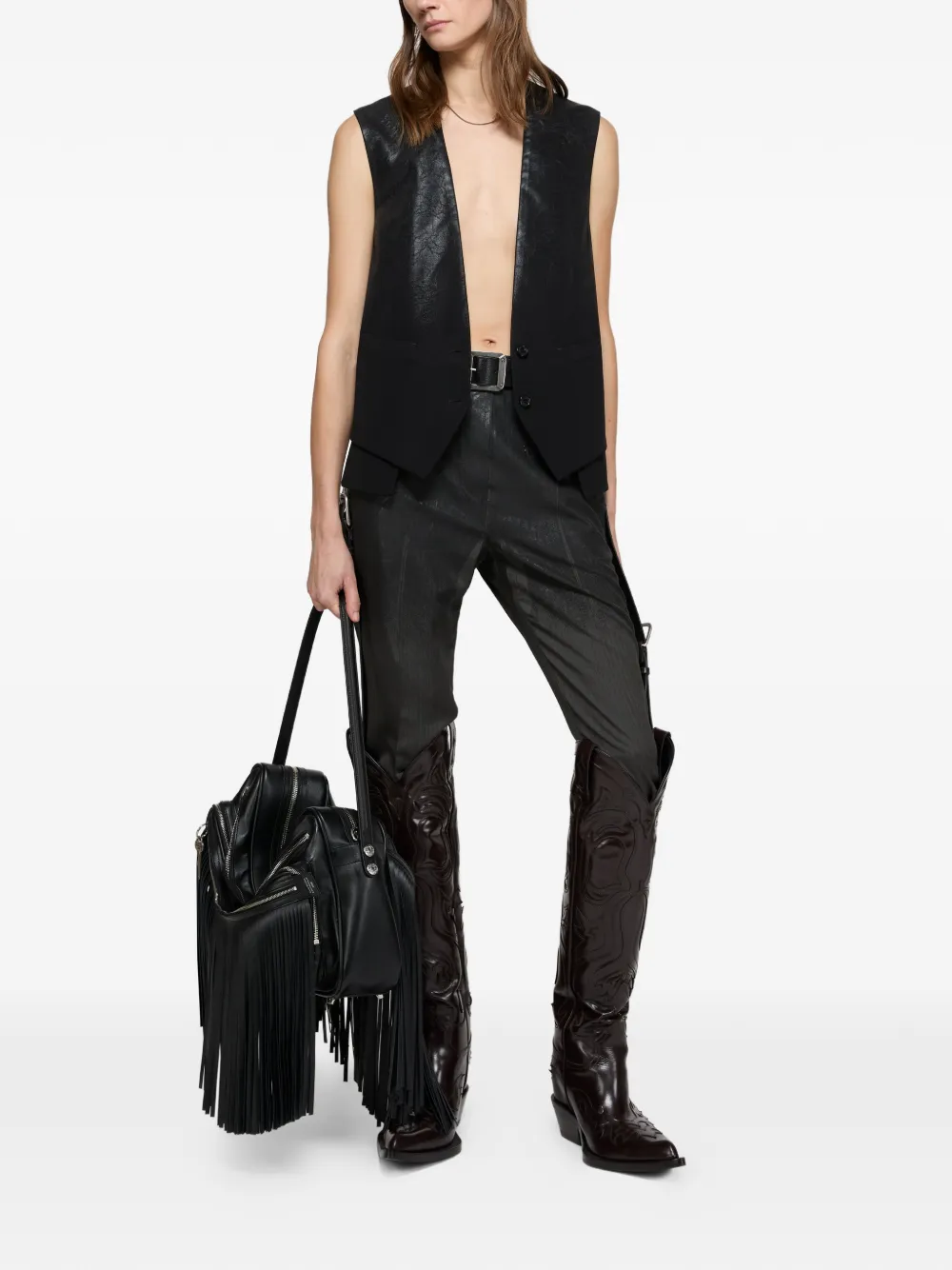  Acne Studios Button V-neck Waistcoat - Black 