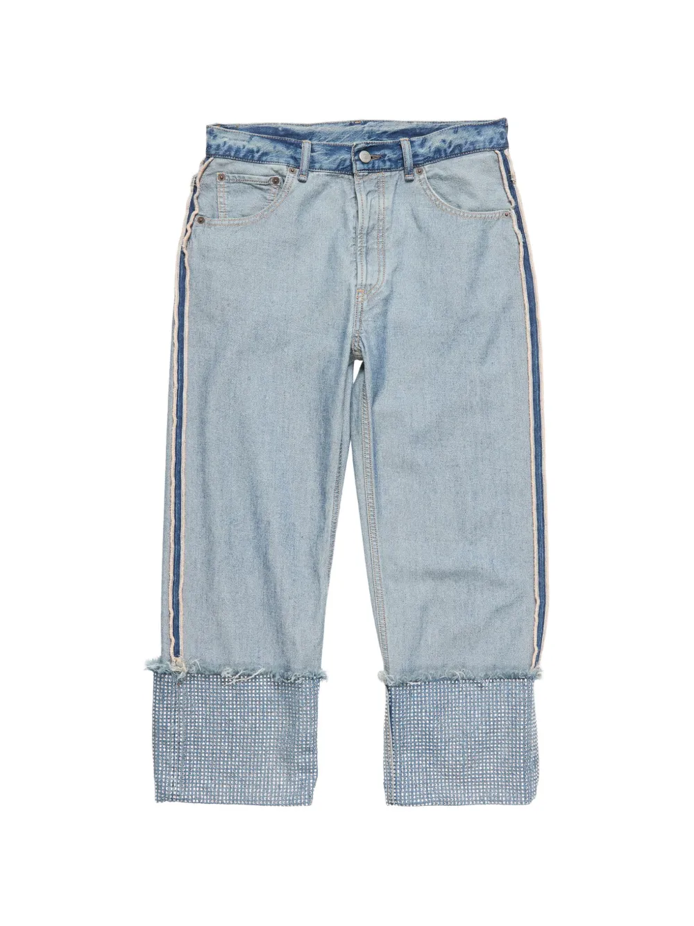Acne Studios side-stripe cuffed jeans - Blu