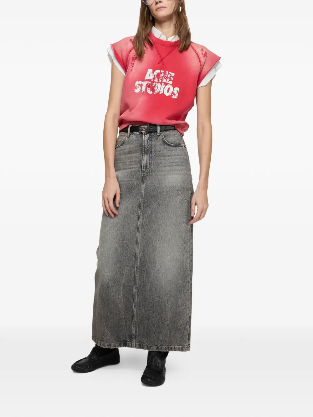 Acne Studios panelled midi skirt - Grijs