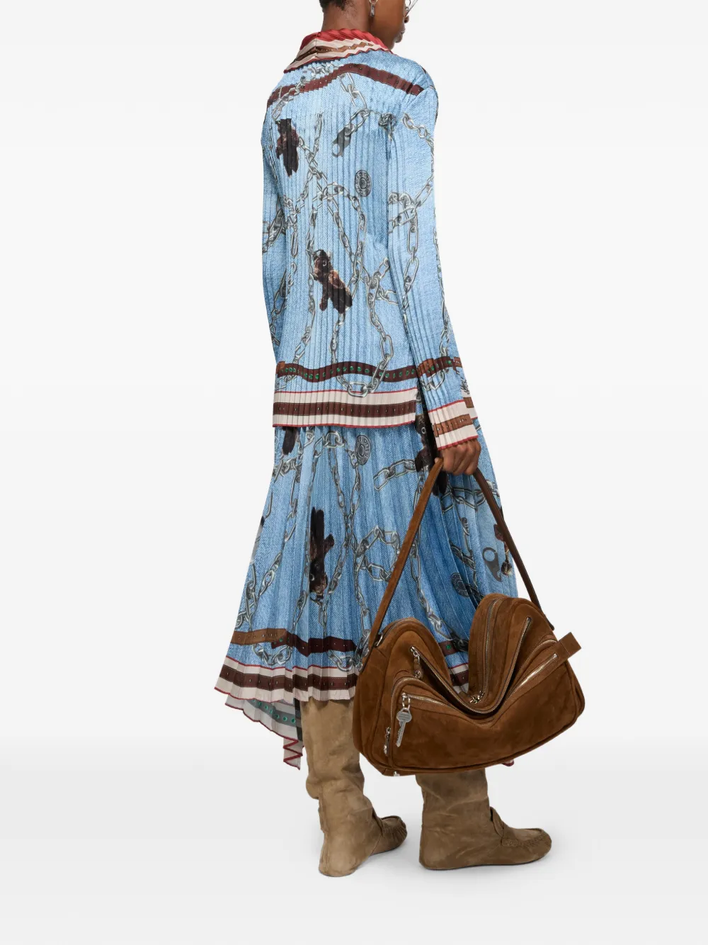 Acne Studios Midi-plooirok met kettingprint Blauw