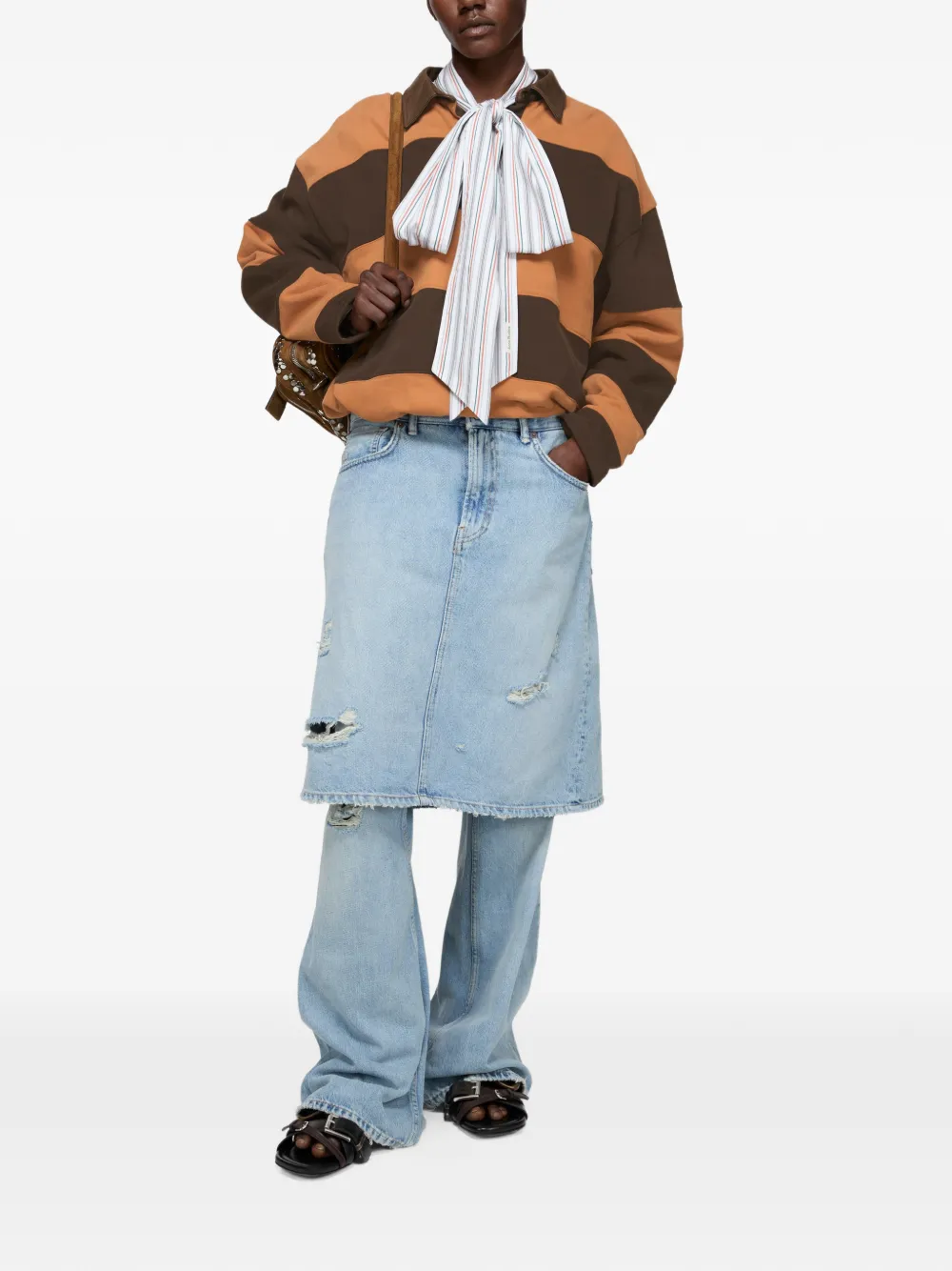 Acne Studios Gerafelde jeans met vlakken - Blauw