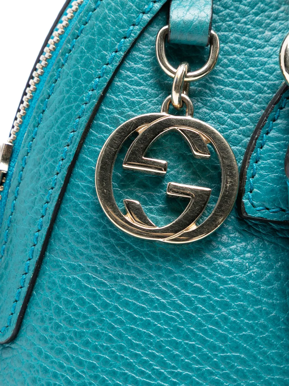 GUCCI Pre-owned 2016-2025 Mini Leather Gg Charm Dome Satchel In Blue