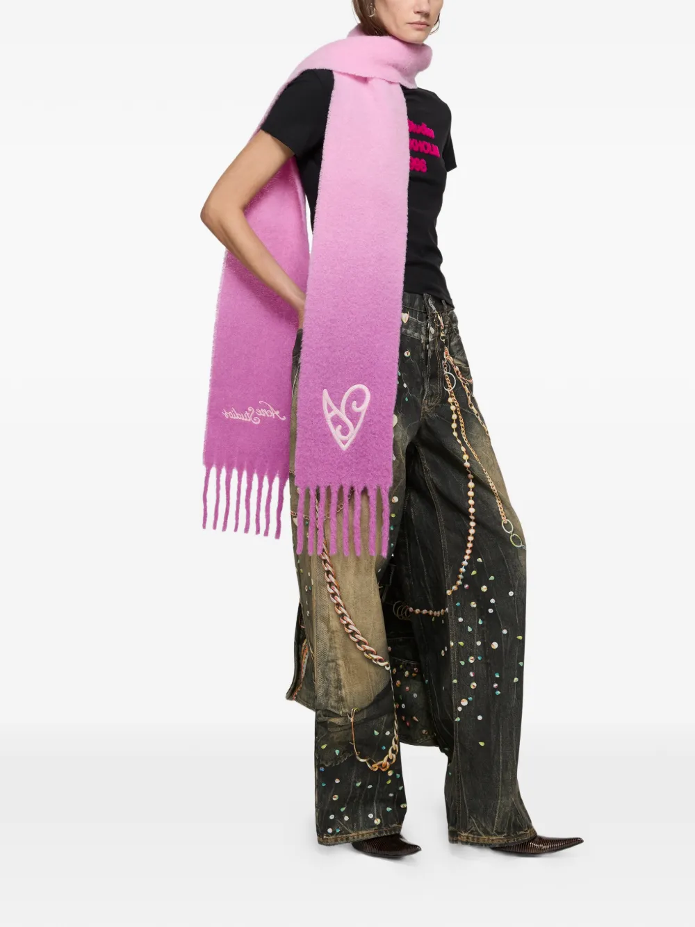 Acne Studios Sjaal met logo Roze