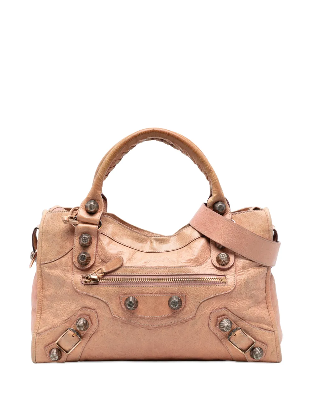 Pre-owned Balenciaga 2005-2025 Lambskin Motocross Giant 21 Classic City Satchel In Brown