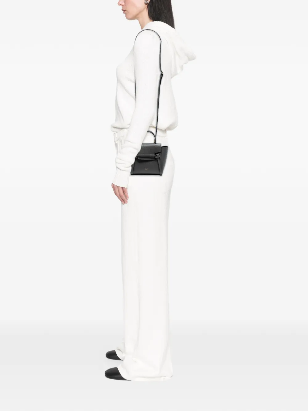 CELINE Pre-owned 2010-2025 Pico Grained Calfskin Belt Bag Satchel In Gray