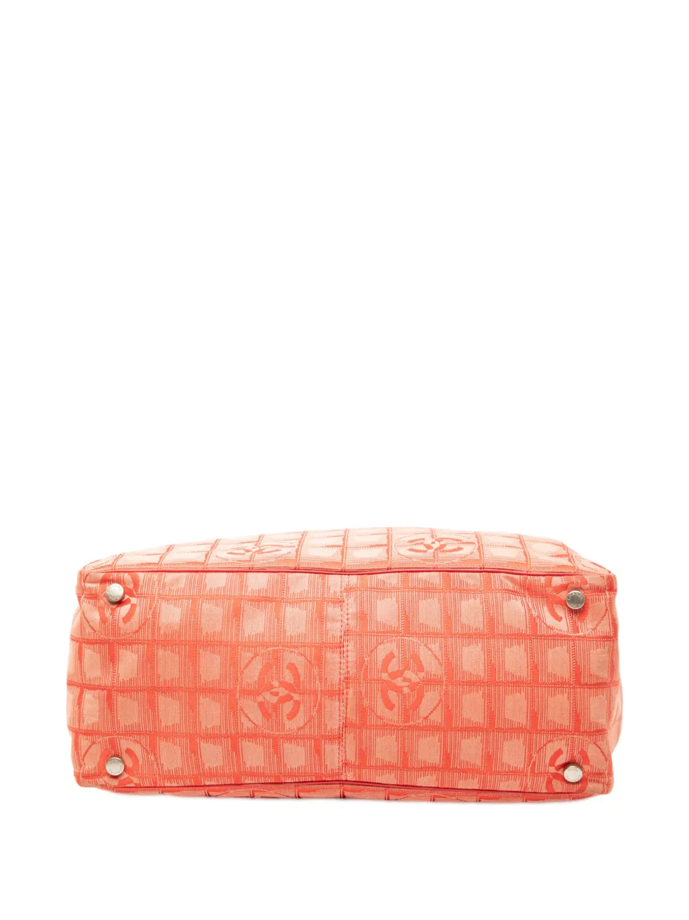 Pre-owned Chanel 2002-2003 New Travel Line Nylon Tote Bag In Orange