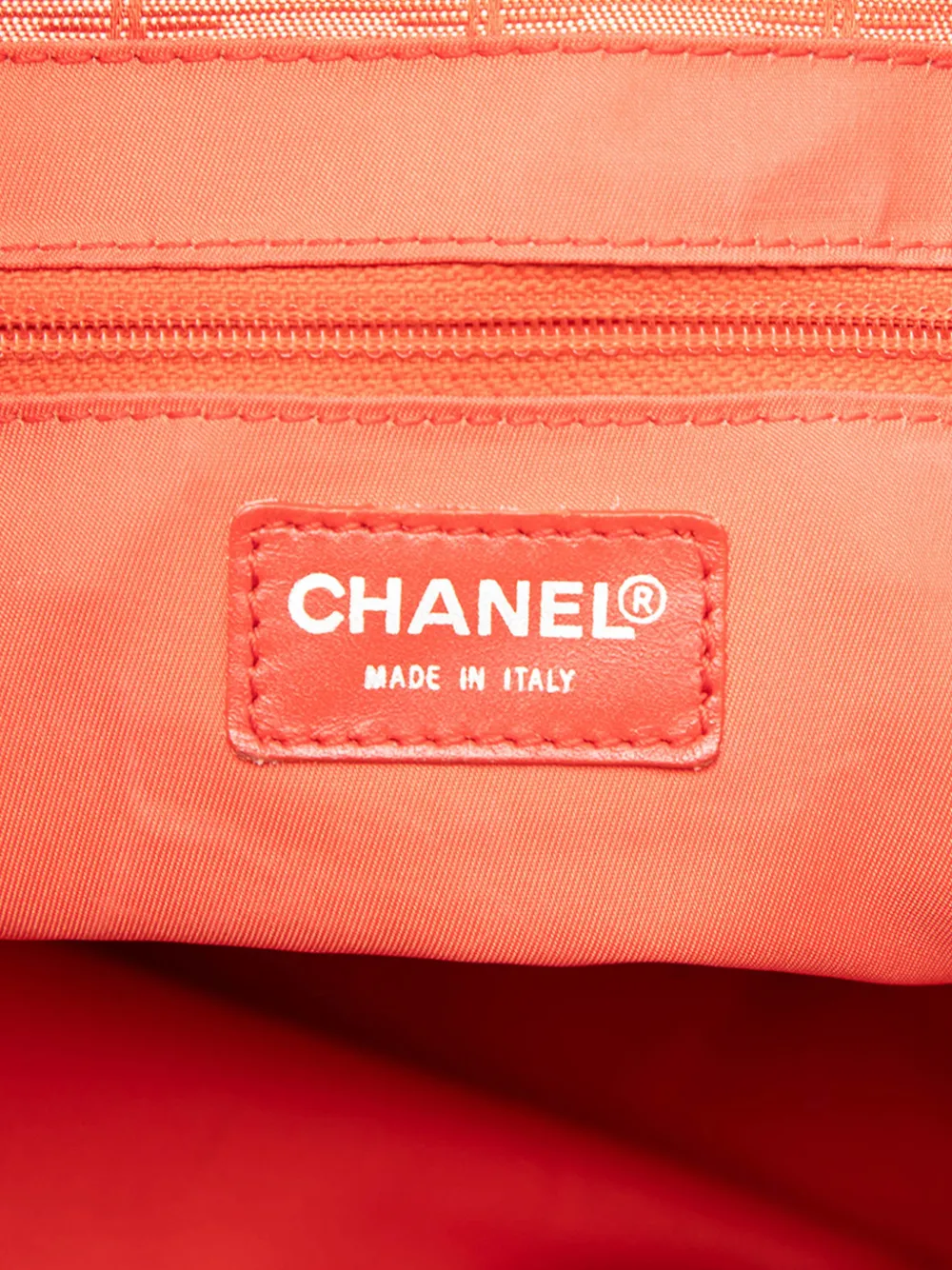 Pre-owned Chanel 2002-2003 New Travel Line Nylon Tote Bag In Orange