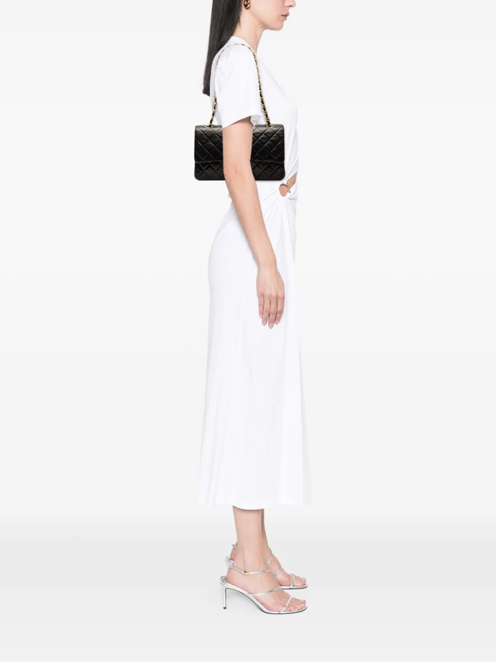 CHANEL Pre-owned 1991-1994 Medium Classic Lambskin Double Flap Shoulder Bag In Black