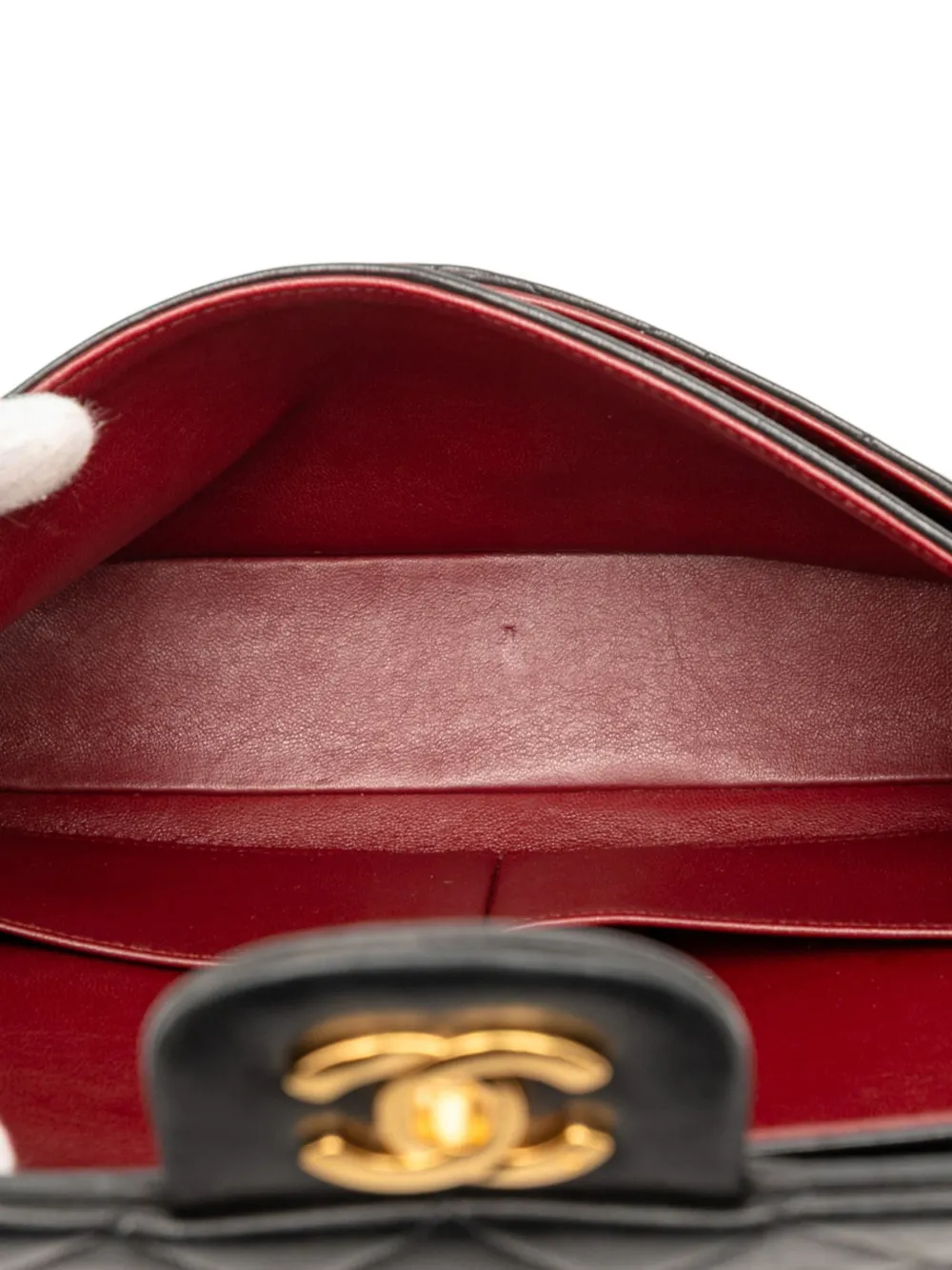 CHANEL Pre-owned 1991-1994 Medium Classic Lambskin Double Flap Shoulder Bag In Black