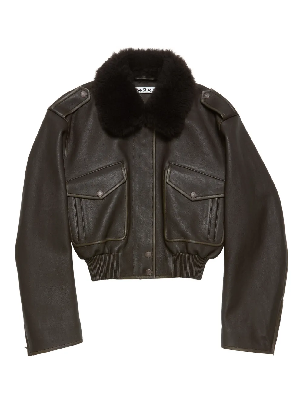 Acne Studios Leather Bomber Jacket In Brown