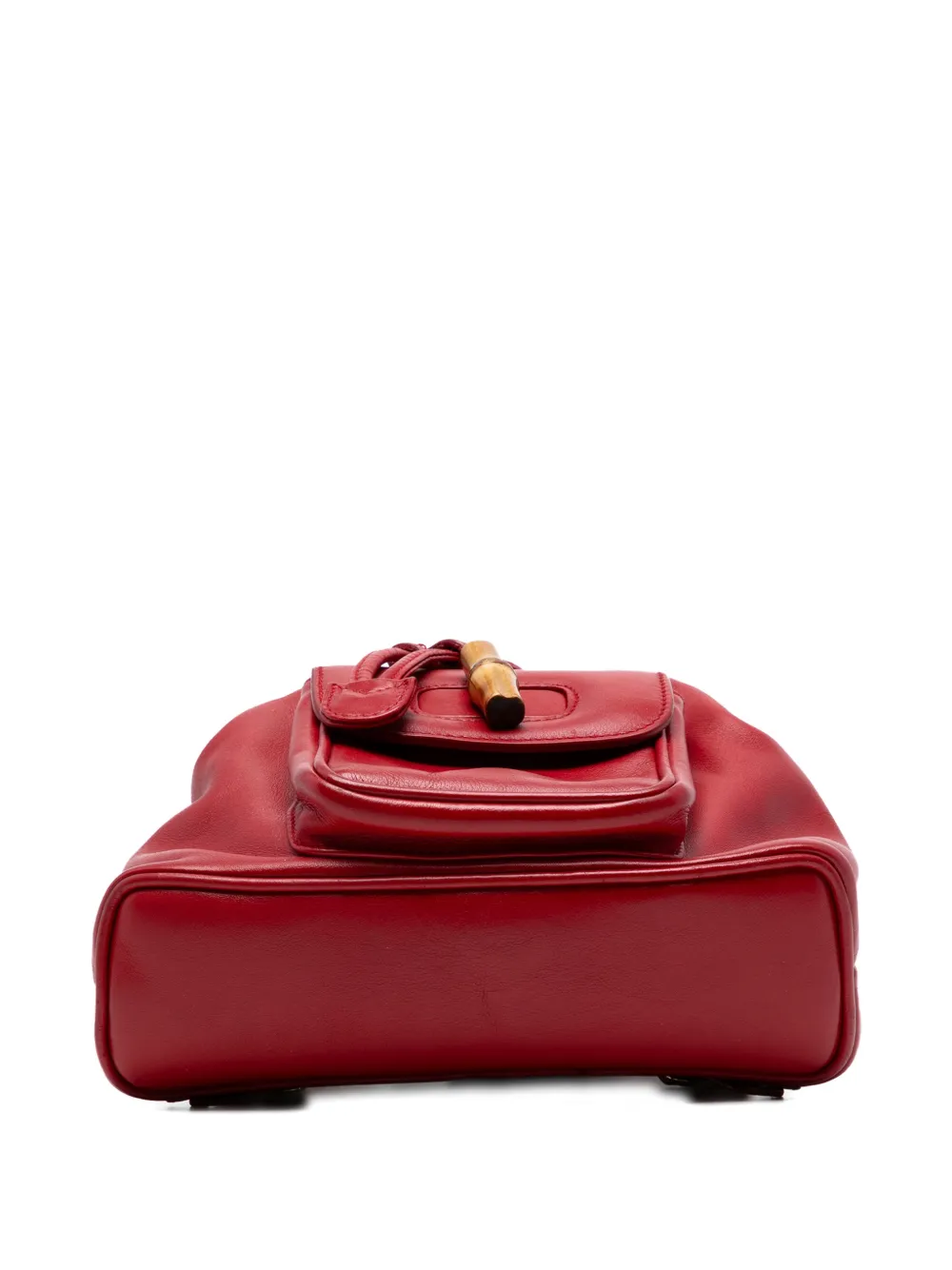 Pre-owned Gucci 20th Century Leather Bamboo Drawstring Backpack In Red