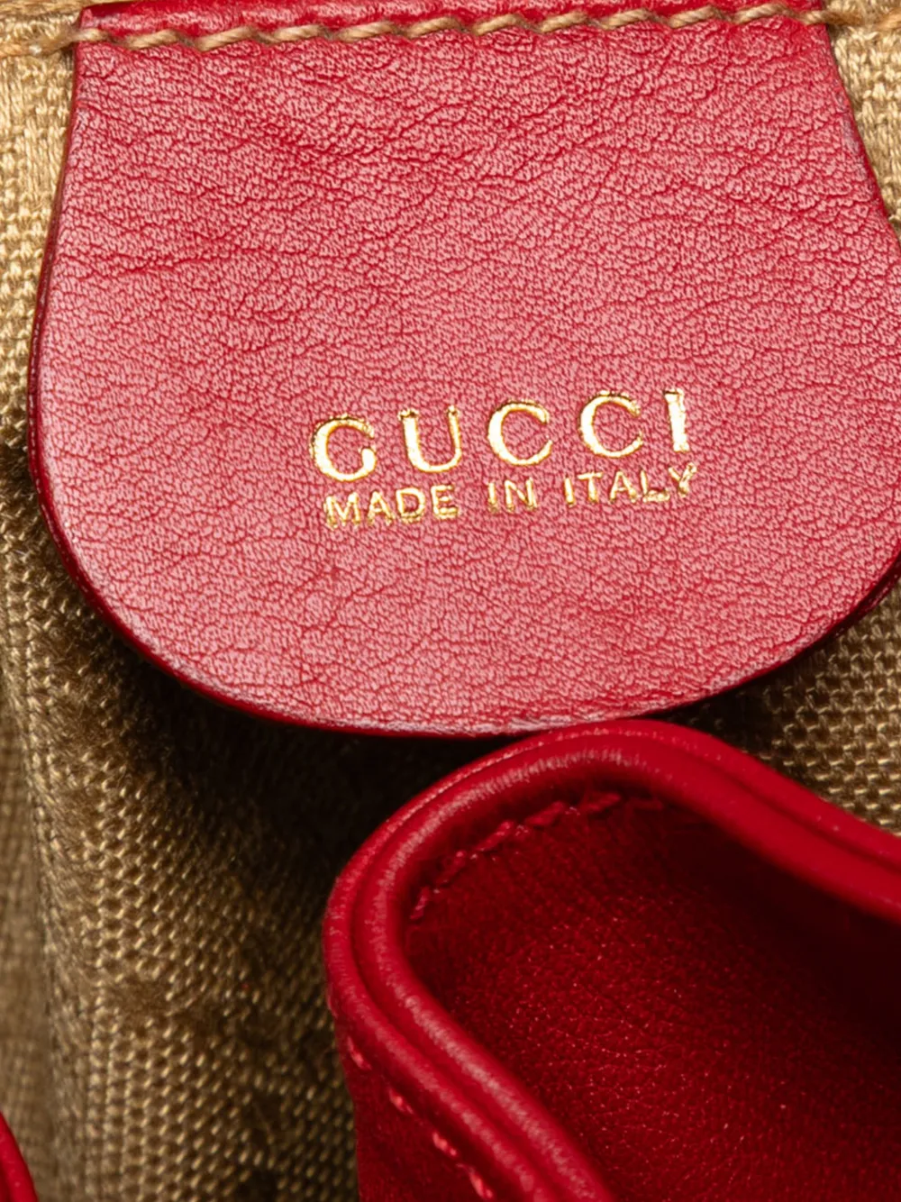 Pre-owned Gucci 20th Century Leather Bamboo Drawstring Backpack In Red