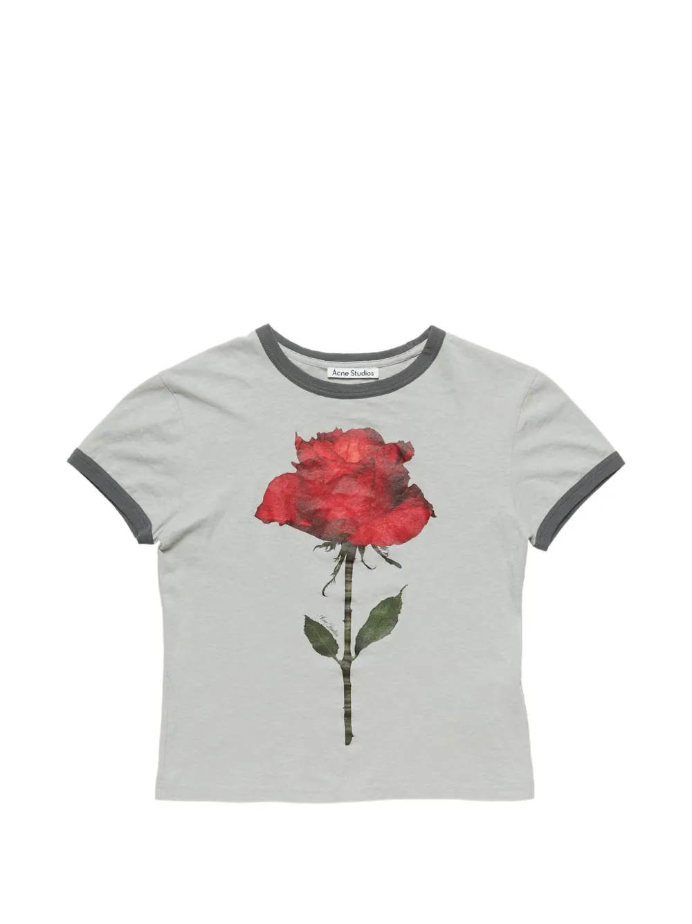Acne Studios rose-print ringer T-shirt - Grigio